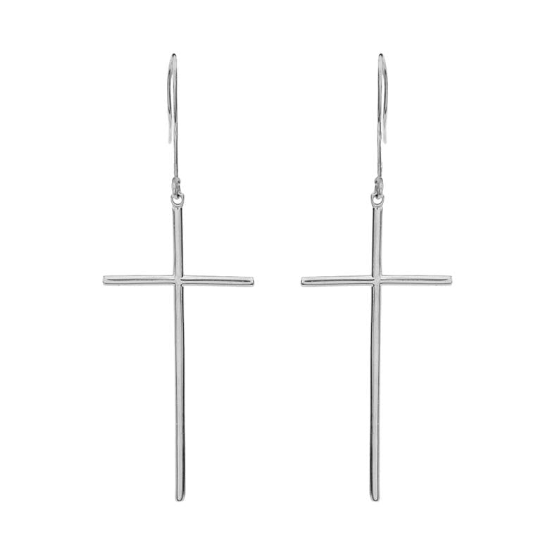 Dangling Dainty Sterling Silver Cross Earrings