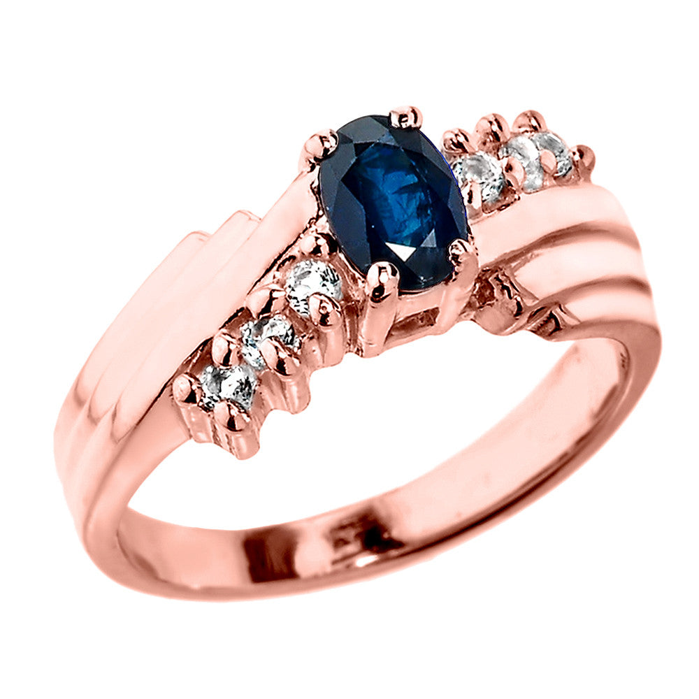 Dazzling 10K Gold Diamond and Blue Sapphire Proposal Ring, view 2