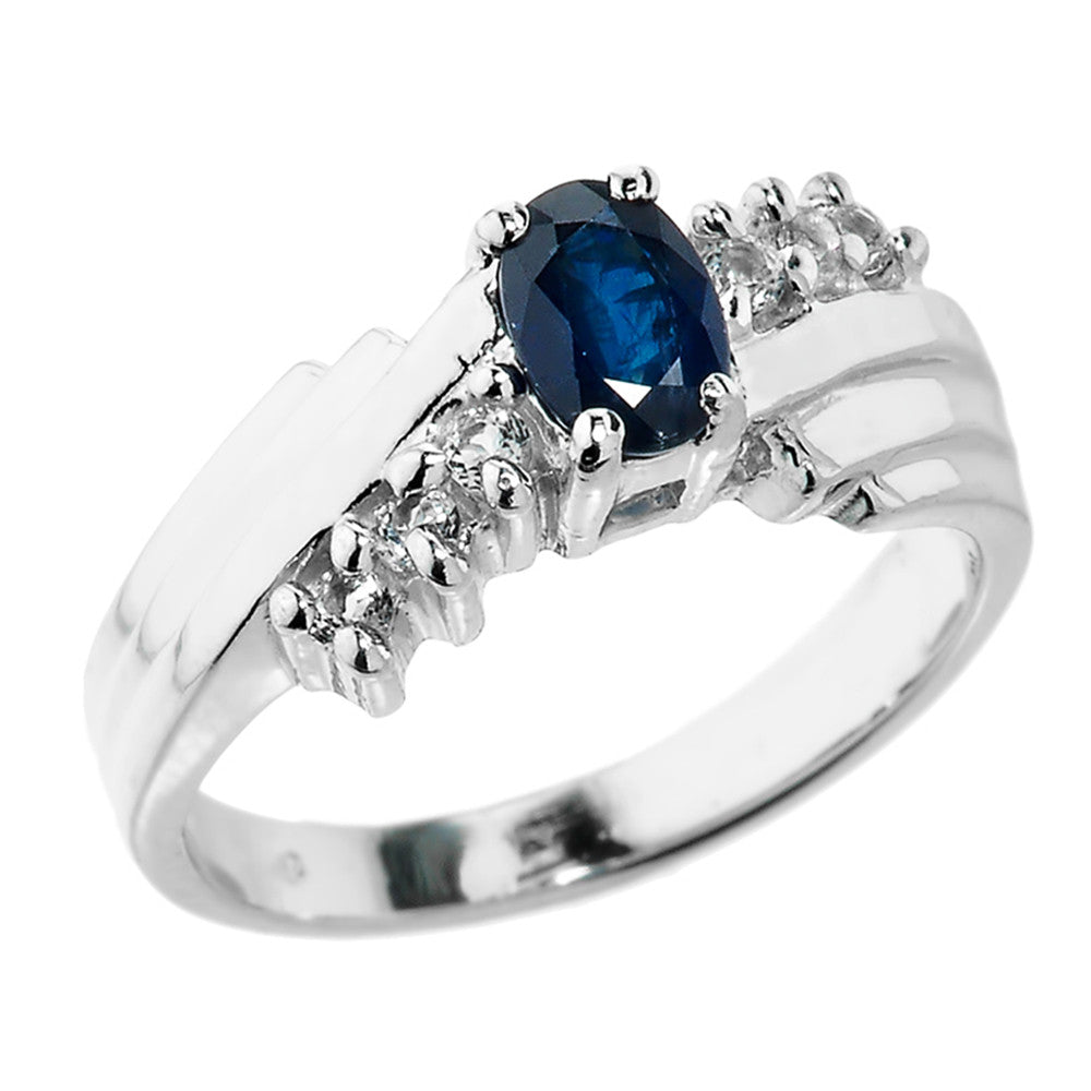Dazzling 10K Gold Diamond and Blue Sapphire Proposal Ring, view 3