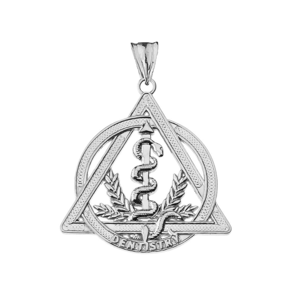 Dentistry Symbol Pendant Necklace in Sterling Silver, view 2