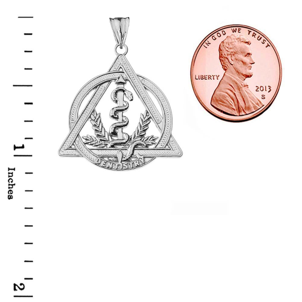 Dentistry Symbol Pendant Necklace in Sterling Silver, view 3