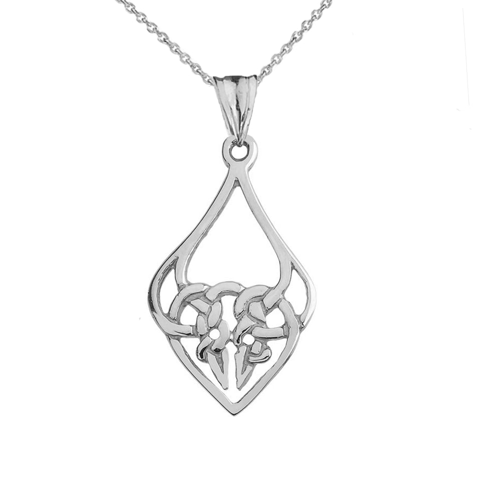 Designer Celtic Knot Statement Pendant Necklace in Sterling Silver