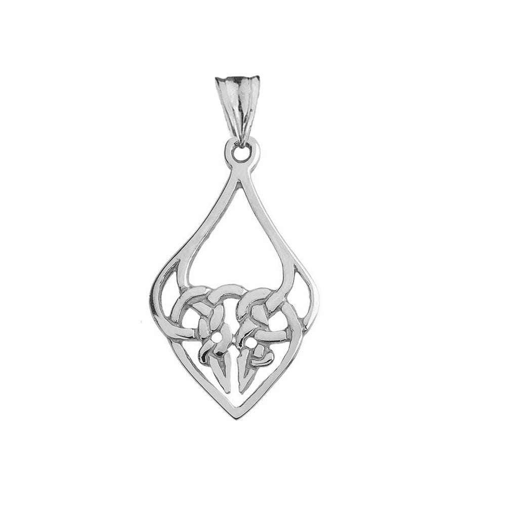 Designer Celtic Knot Statement Pendant Necklace in Sterling Silver, view 2