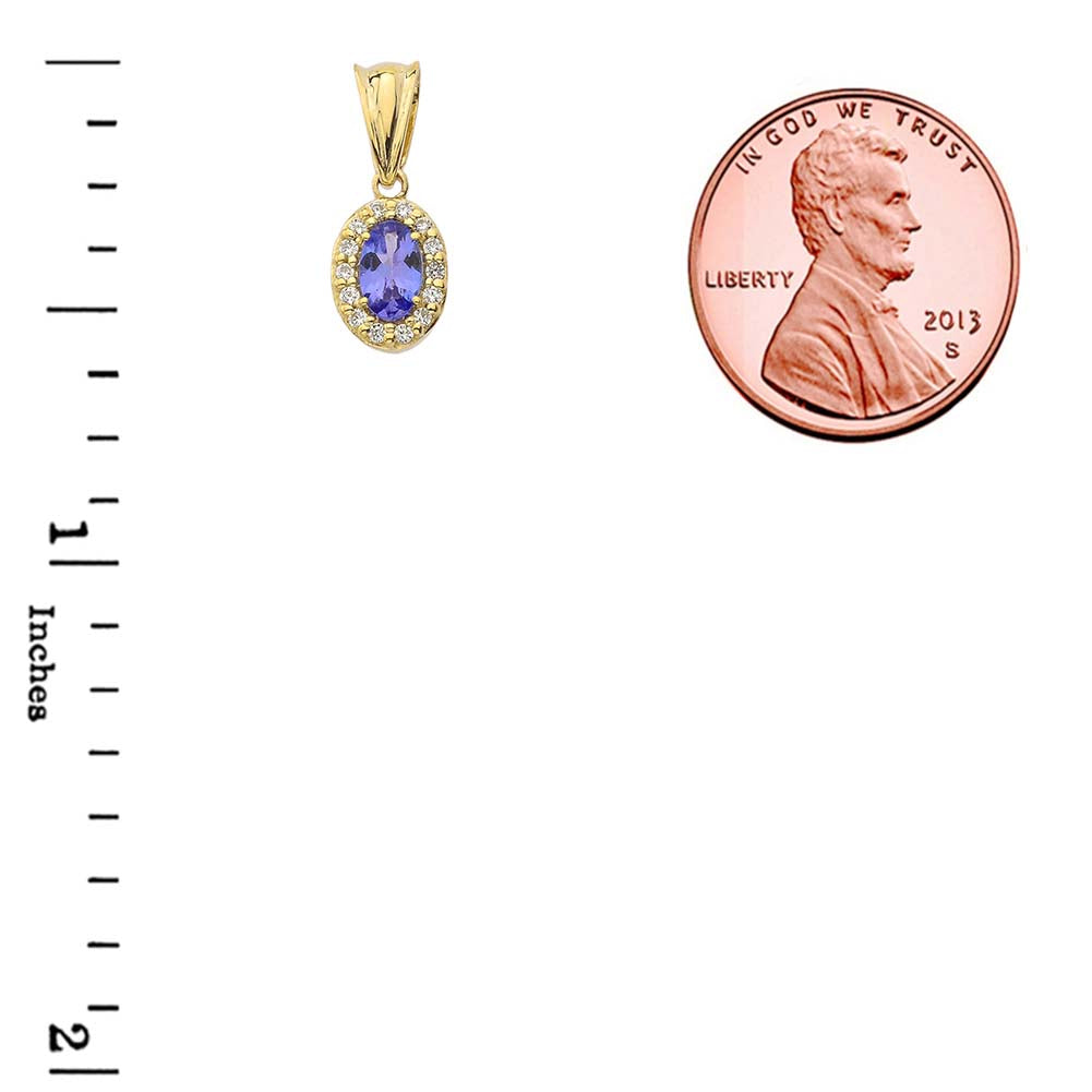 Diamond and Tanzanite Oval Pendant Necklace and Earrings Set in Gold, view 5