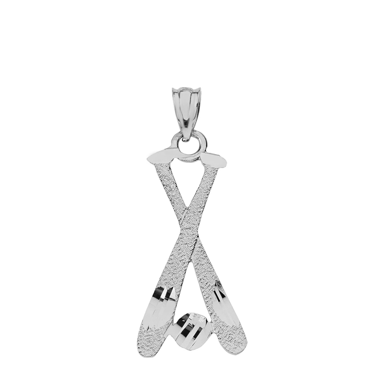 Diamond Cut Baseball Bats Pendant Necklace in Solid Gold, view 7