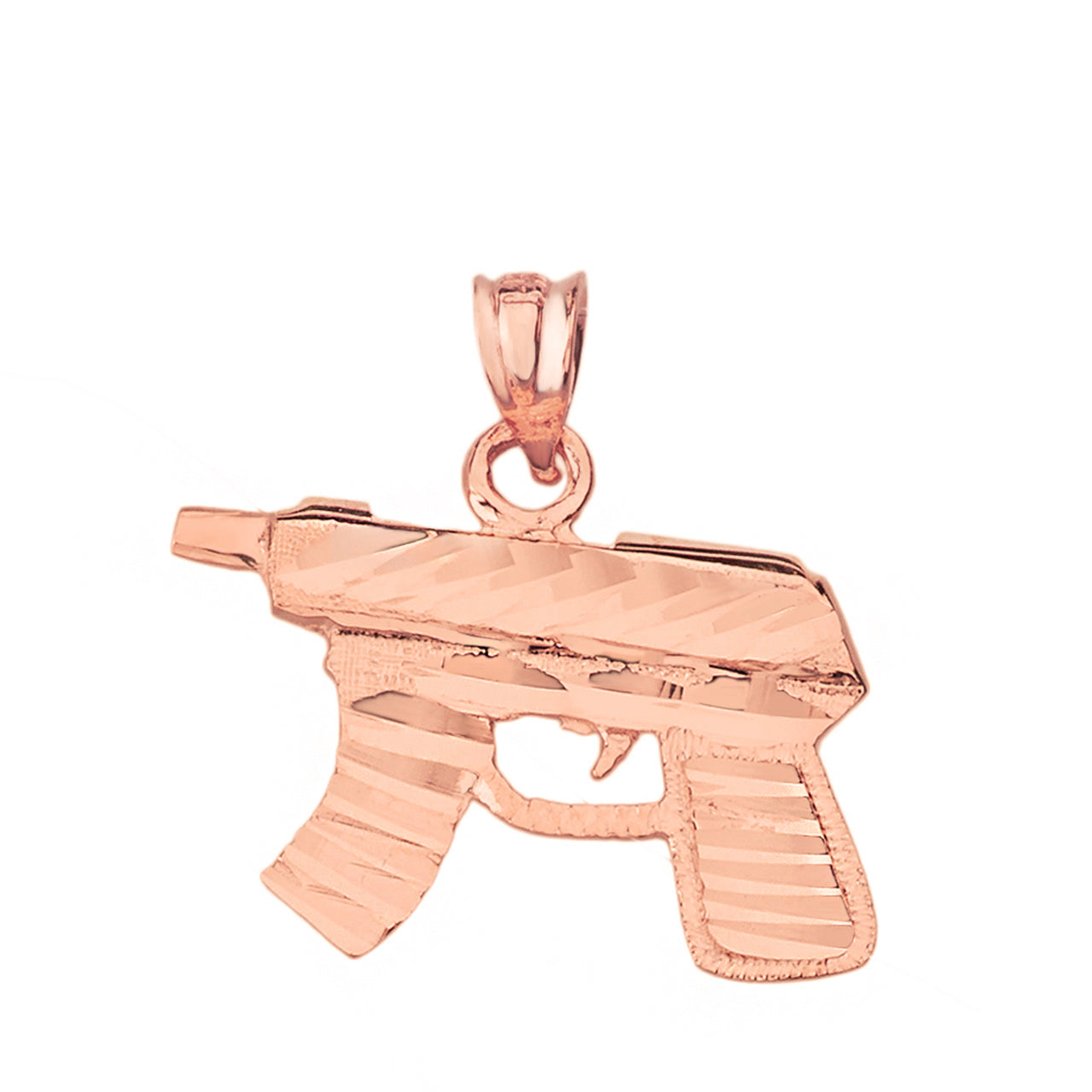 Diamond Cut Gun Rifle Pendant Necklace in Solid Gold, view 5