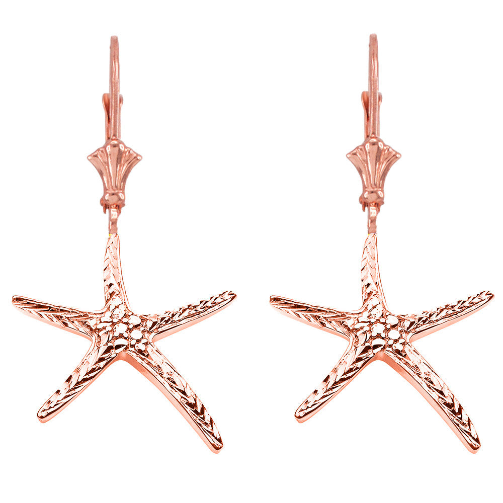 Diamond Cut Starfish Earrings, view 2