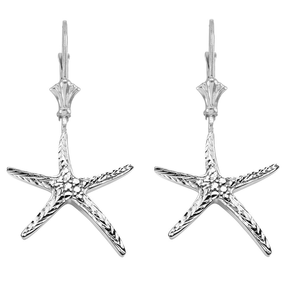 Diamond Cut Starfish Earrings, view 3