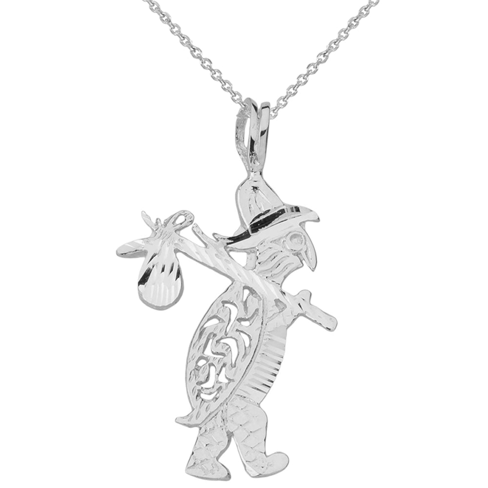 Diamond Cut Traveling Turtle and Bindle Pendant Necklace