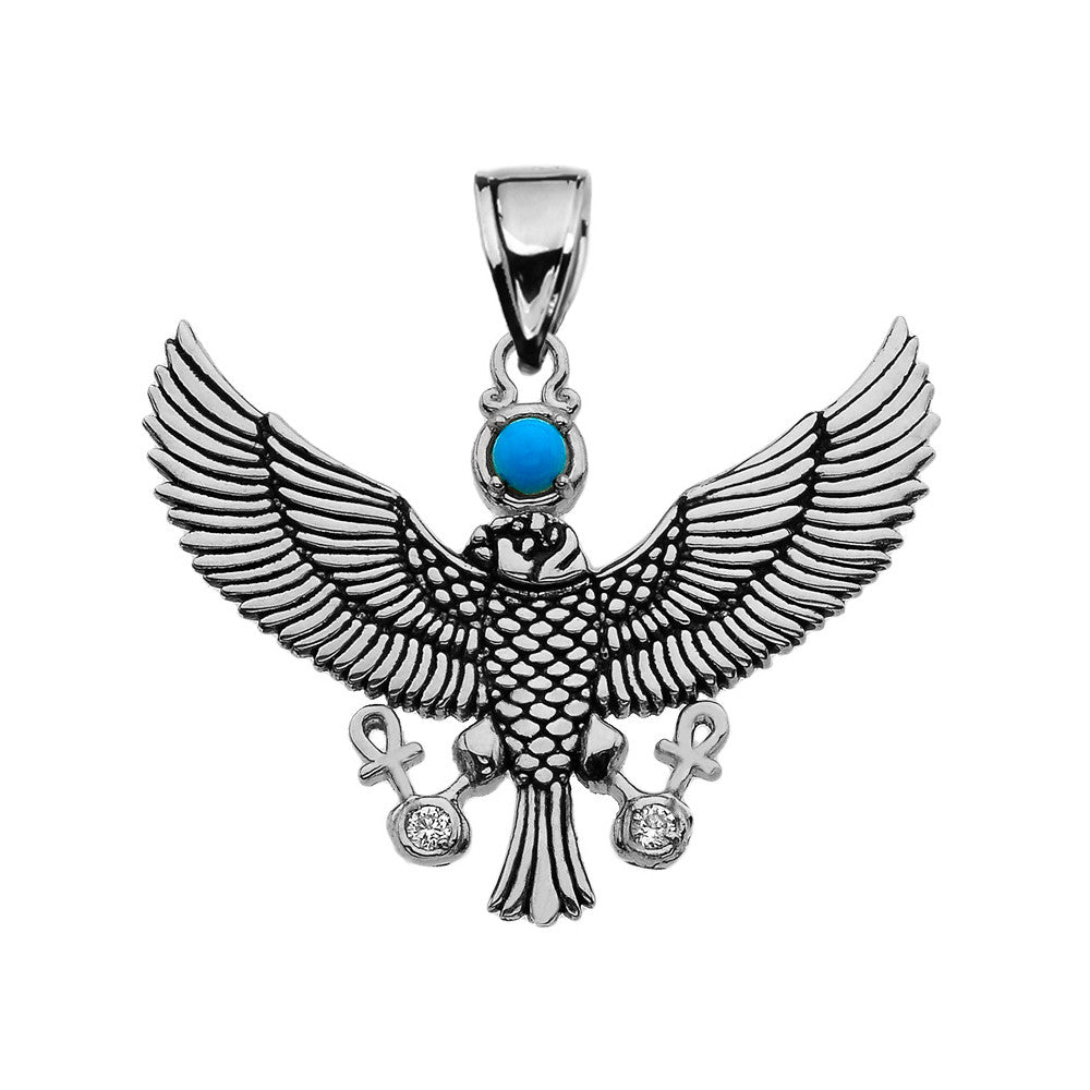 Diamond Falcon of Tutankhamun holding the 'Ankh' Cross Gold Pendant Necklace, view 5
