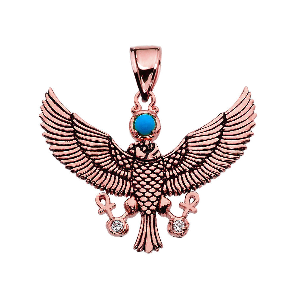 Diamond Falcon of Tutankhamun holding the 'Ankh' Cross Gold Pendant Necklace, view 8
