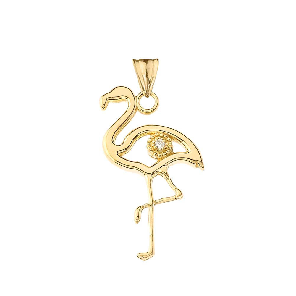 Diamond Flamingo Pendant Necklace in Gold, view 2