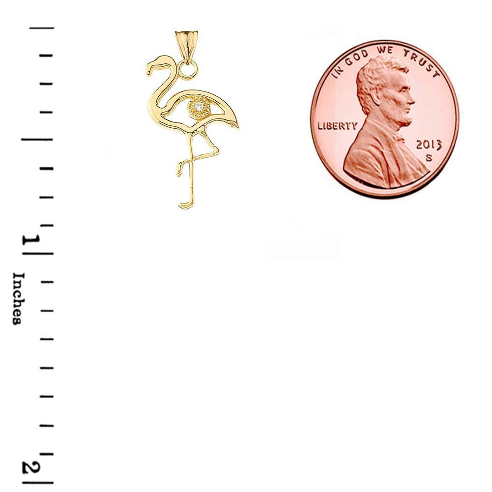 Diamond Flamingo Pendant Necklace in Gold, view 3