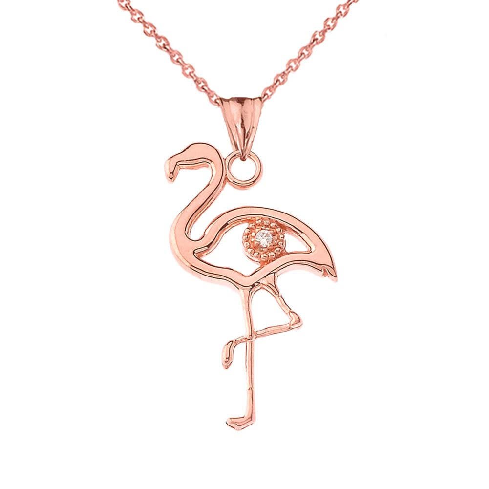 Diamond Flamingo Pendant Necklace in Gold, view 4