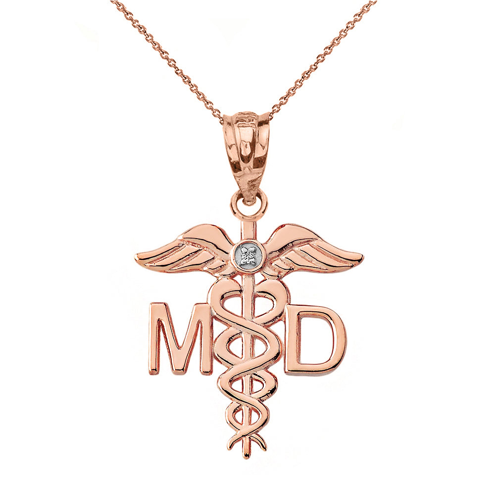 Diamond Medical Doctor Pendant Necklace in Gold, view 4