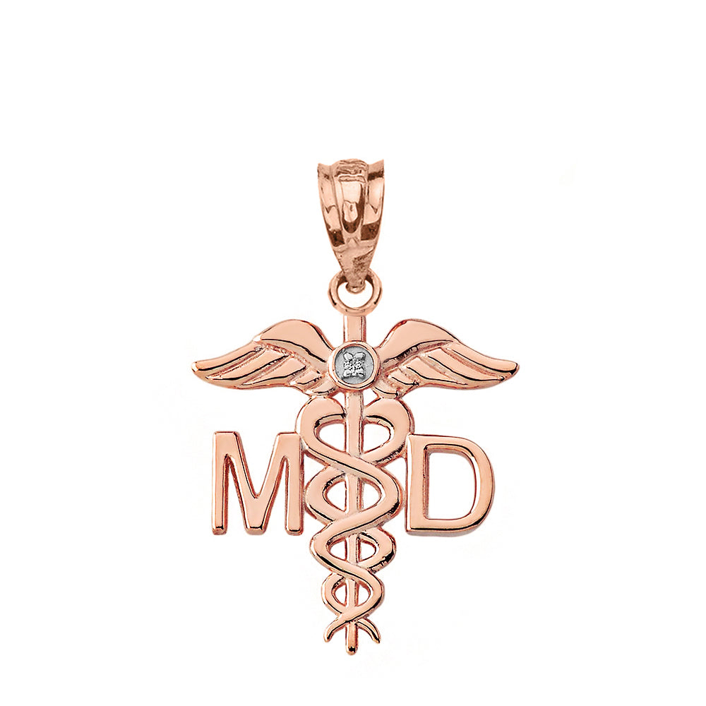 Diamond Medical Doctor Pendant Necklace in Gold, view 5