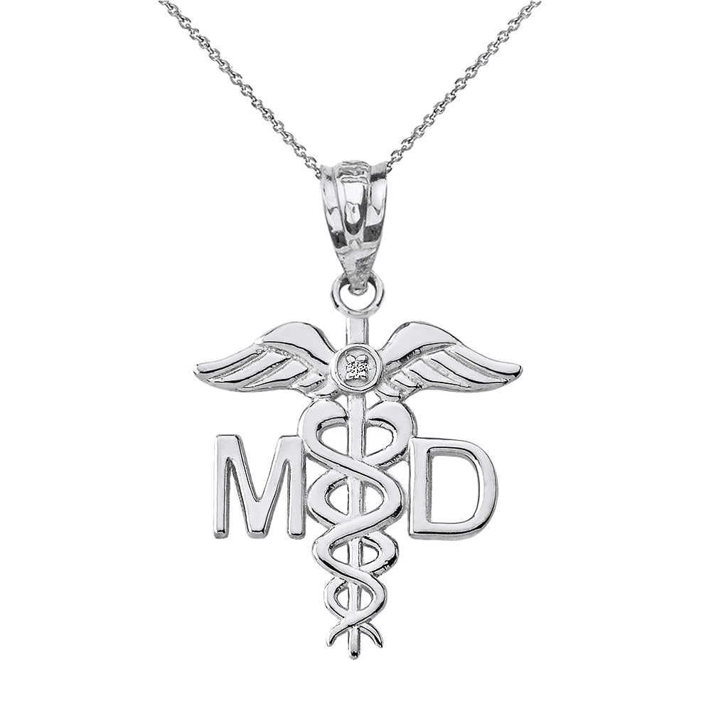 Diamond Medical Doctor Pendant Necklace in Gold, view 7