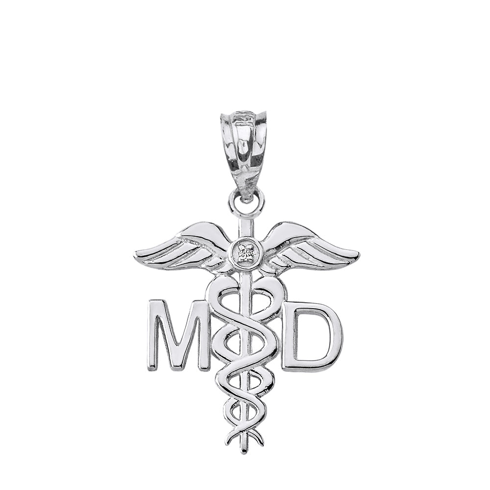 Diamond Medical Doctor Pendant Necklace in Gold, view 8