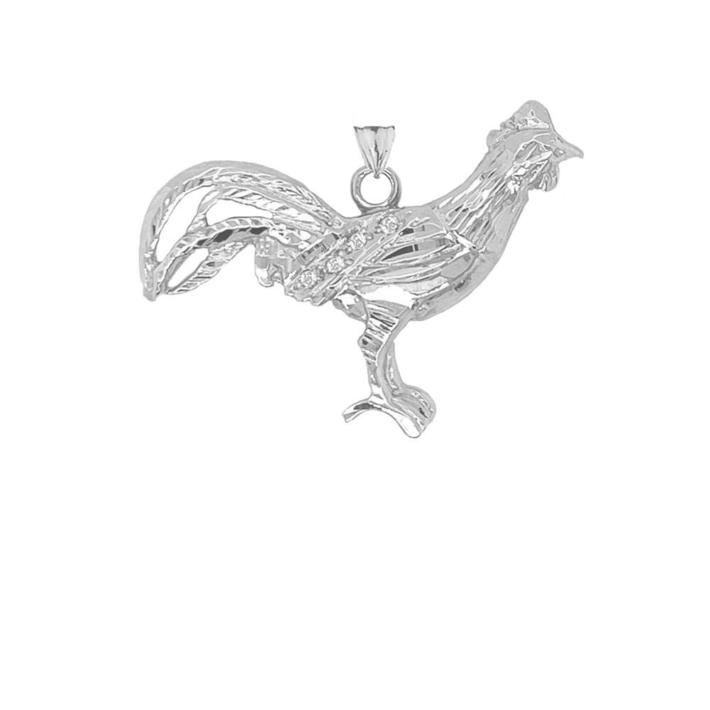 Diamond Rooster Animal Charm Pendant Necklace in Gold, view 7