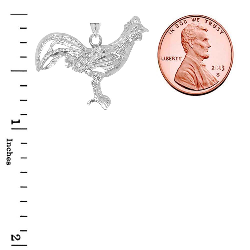 Diamond Rooster Animal Charm Pendant Necklace in Gold, view 8