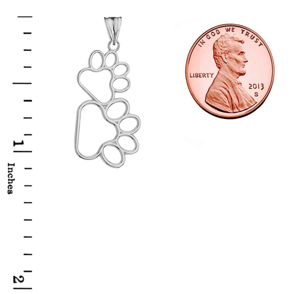 Dog Paw Outline Pendant Necklace in Sterling Silver, view 3