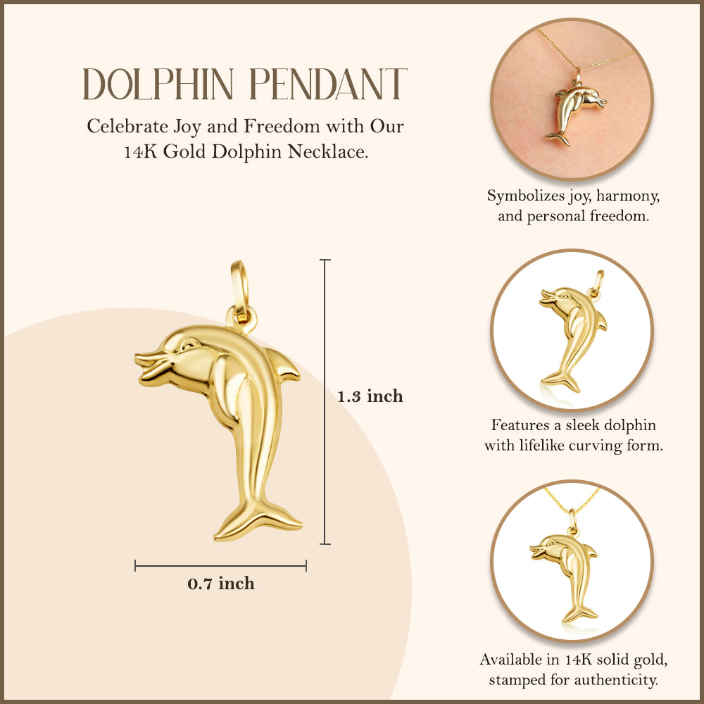 Dolphin Necklace in 14K Gold, view 3
