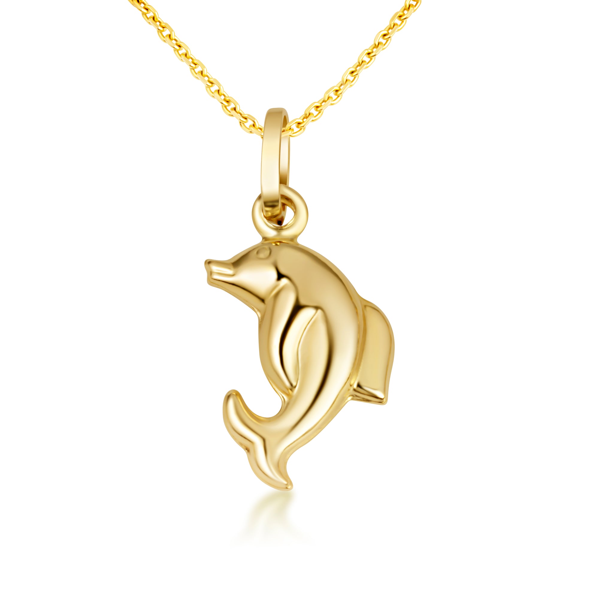 Dolphin Necklace in 14K Yellow Gold, view 4