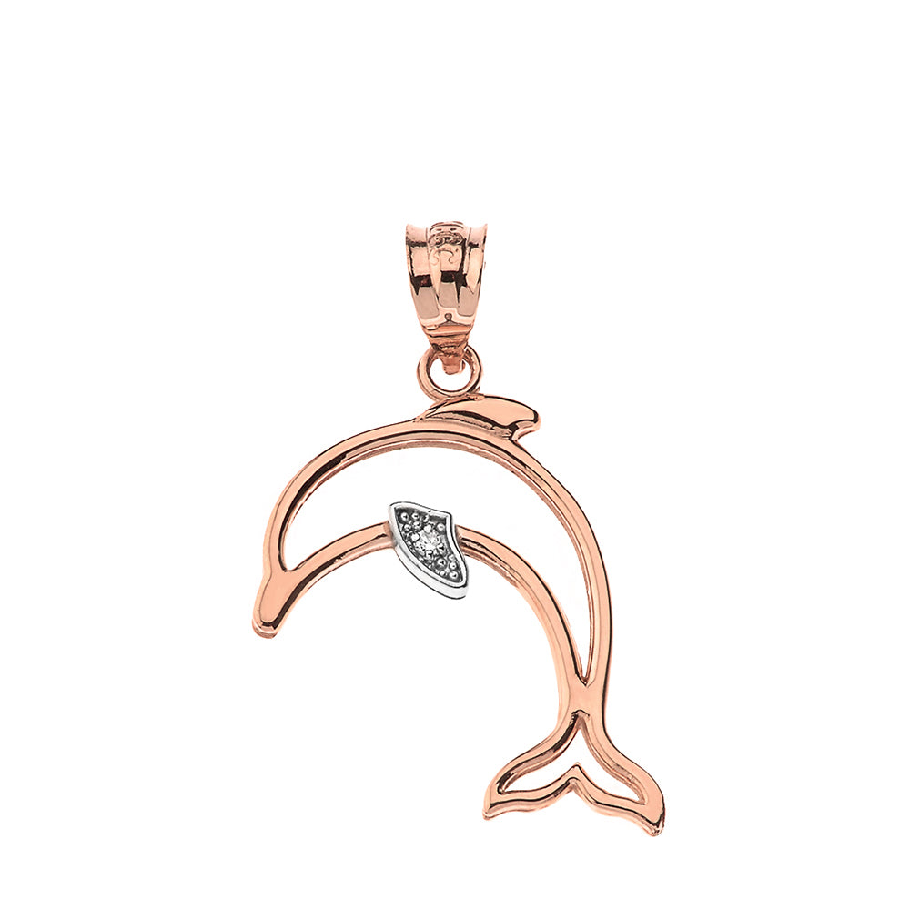 Dolphin Outline Solitaire Pendant Necklace in Gold, view 5