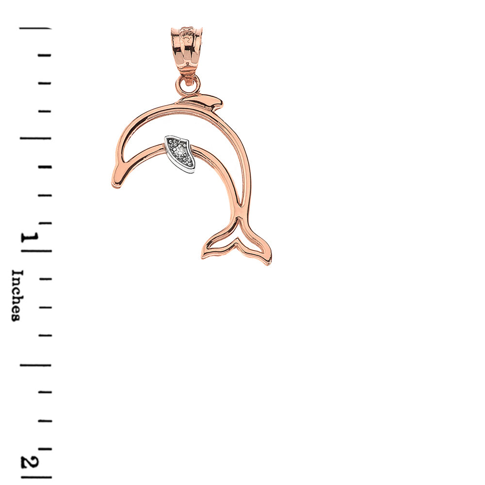 Dolphin Outline Solitaire Pendant Necklace in Gold, view 6