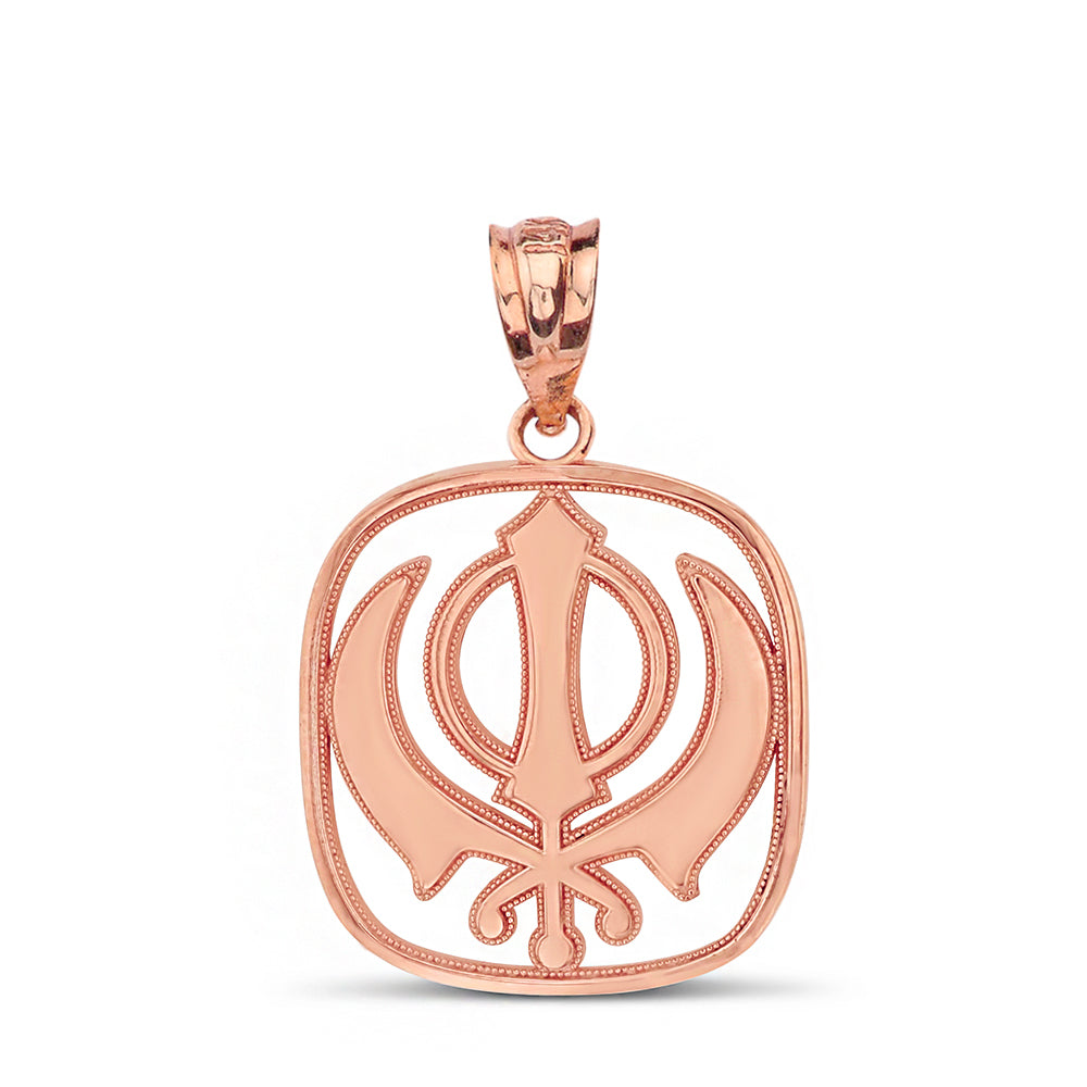 Double Edged Sword The Khanda Sikhs Pendant Necklace in Solid Gold, view 5