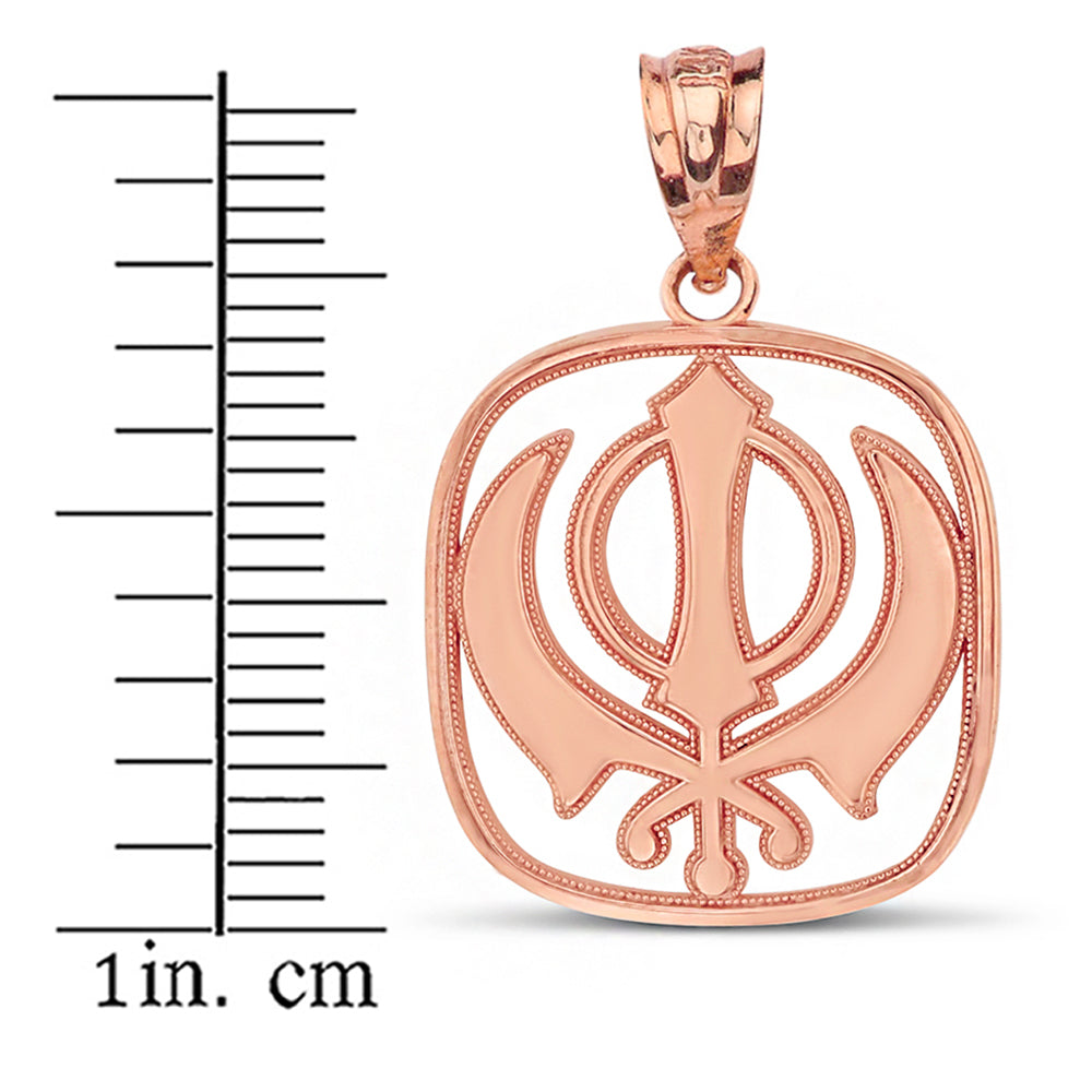 Double Edged Sword The Khanda Sikhs Pendant Necklace in Solid Gold, view 6