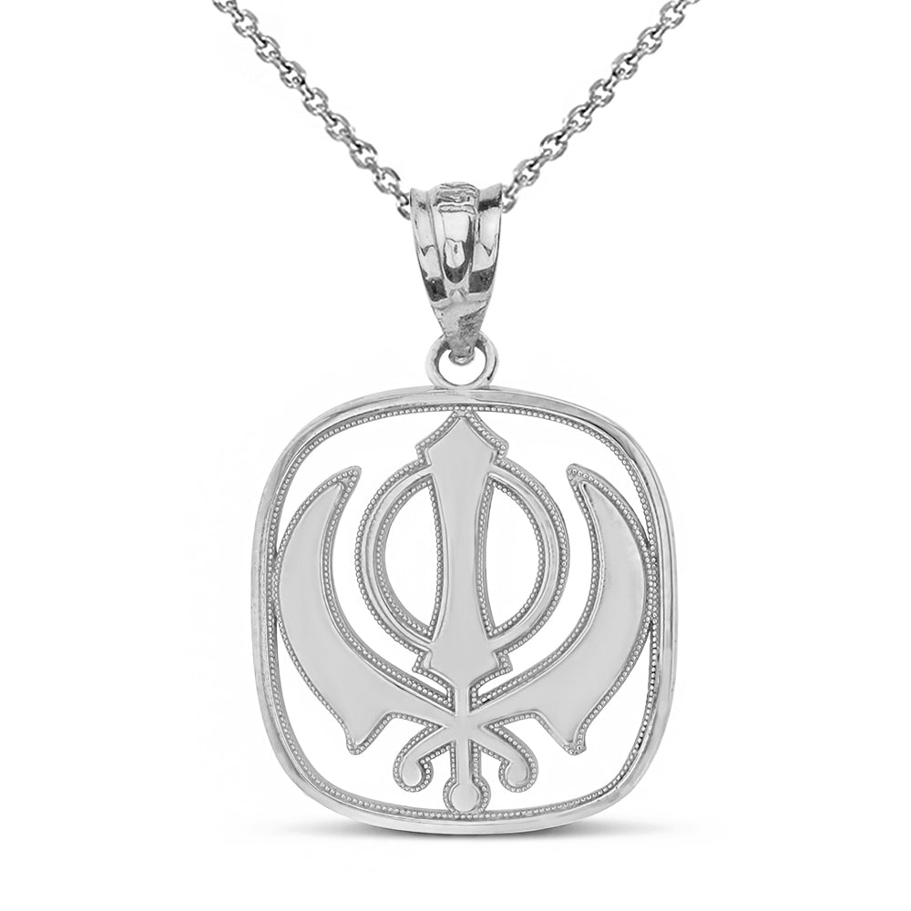 Double Edged Sword The Khanda Sikhs Pendant Necklace in Solid Gold, view 7