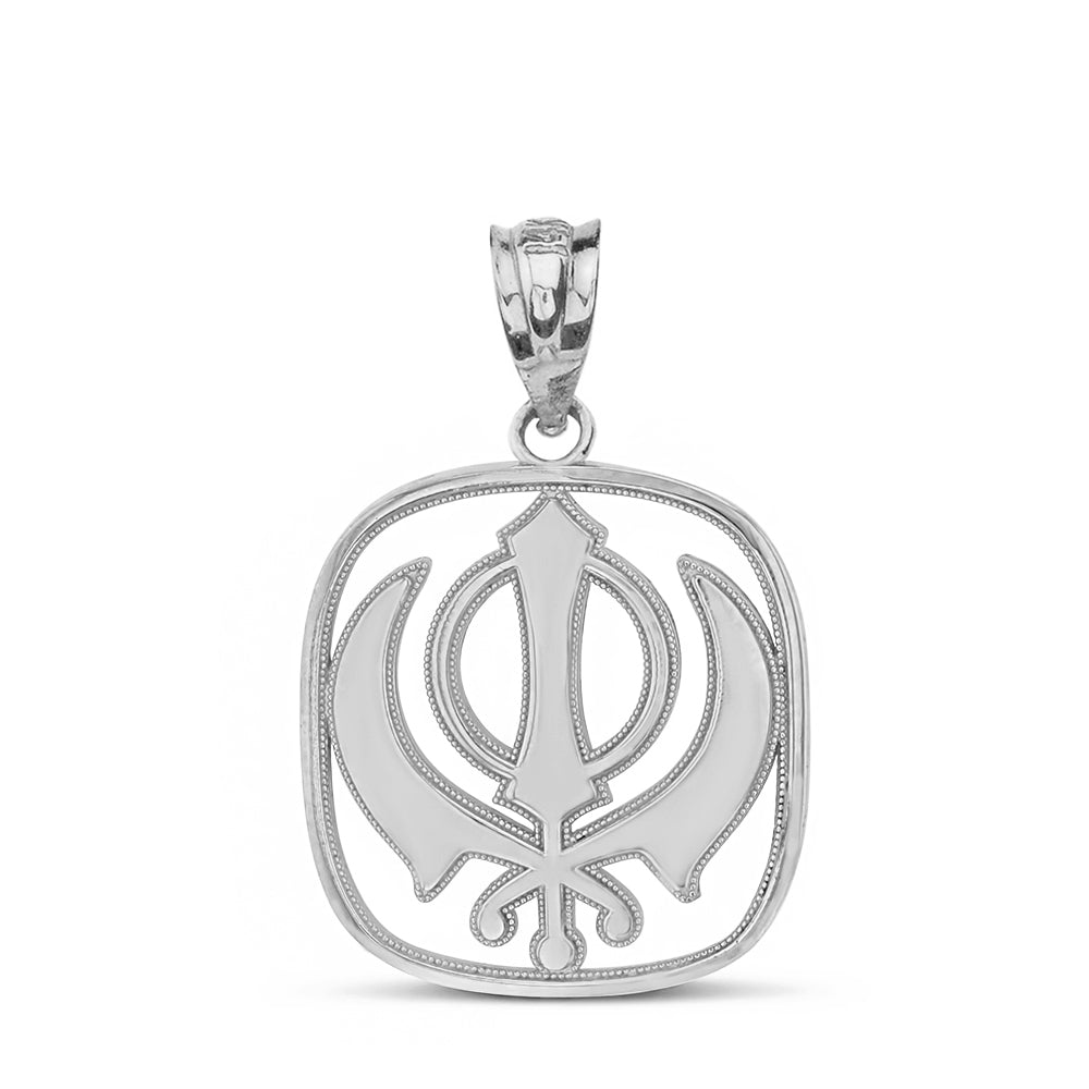 Double Edged Sword The Khanda Sikhs Pendant Necklace in Solid Gold, view 8