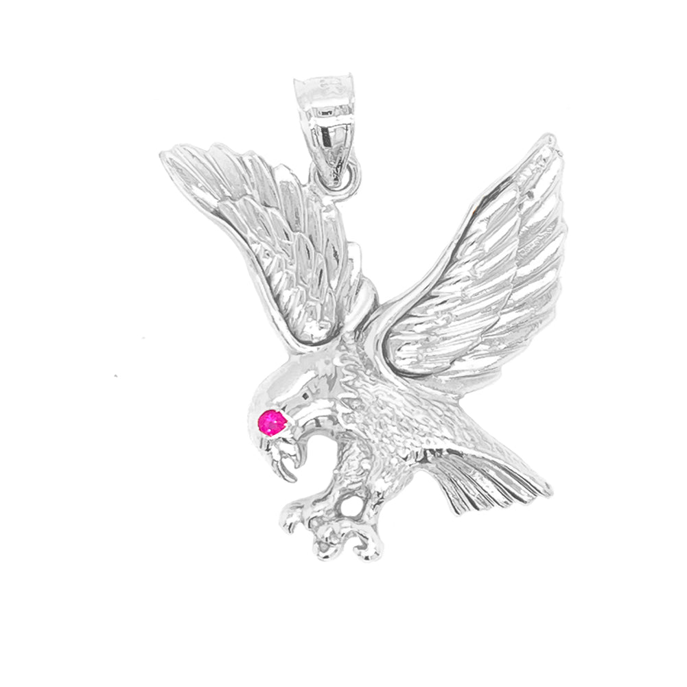 Eagle Charm Pendant Necklace in Sterling Silver, view 2