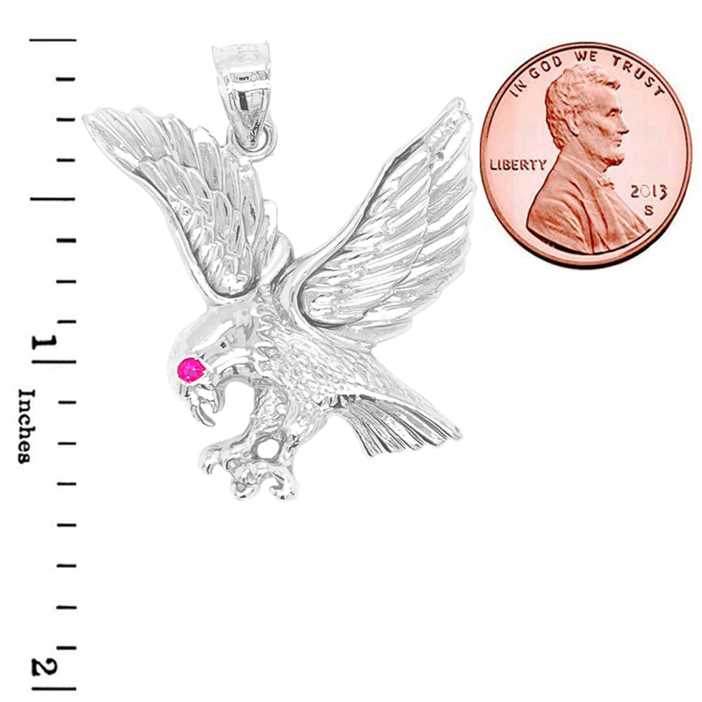 Eagle Charm Pendant Necklace in Sterling Silver, view 3