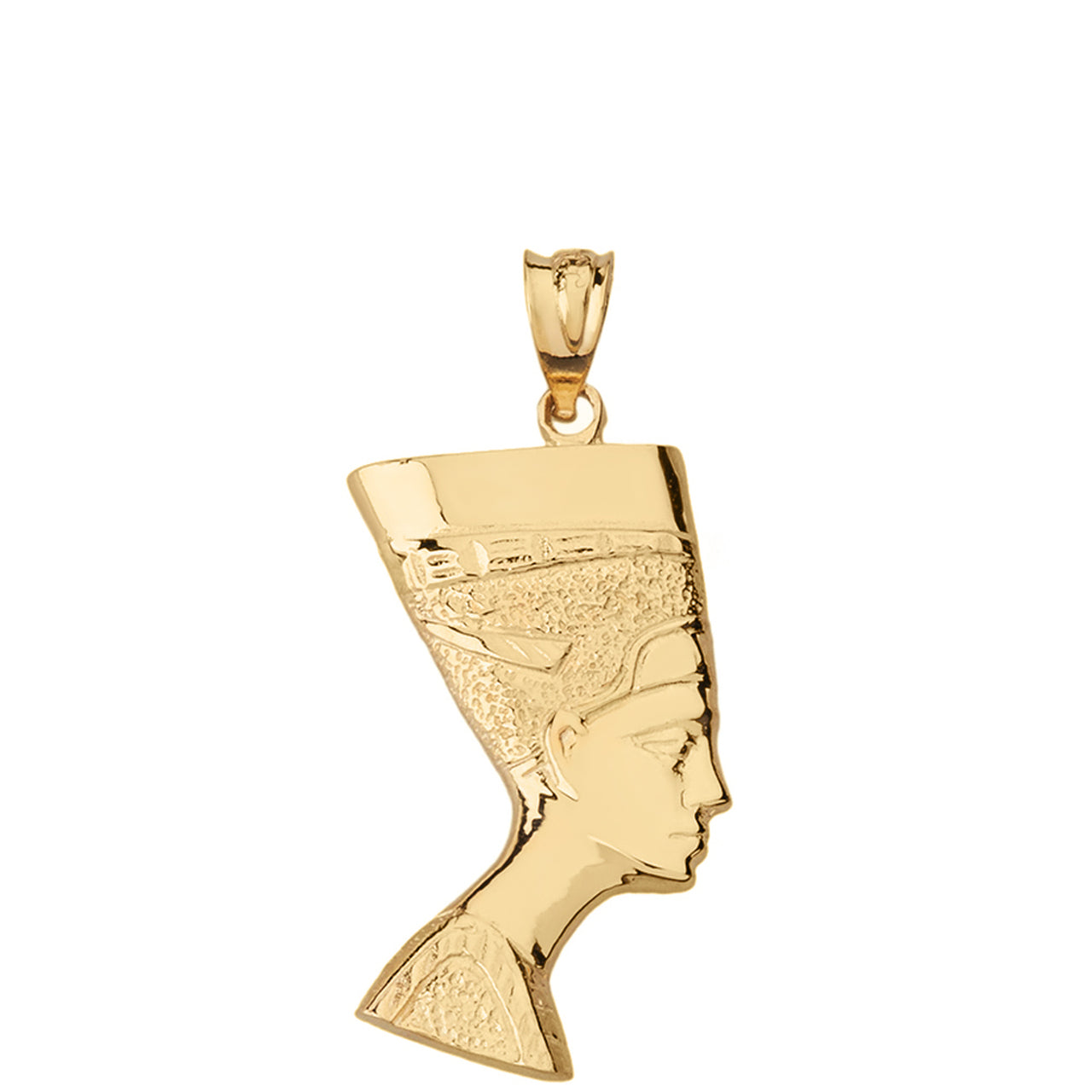 Egyptian Queen Statue Nefertiti Bust Pendant Necklace in Solid Gold, view 2