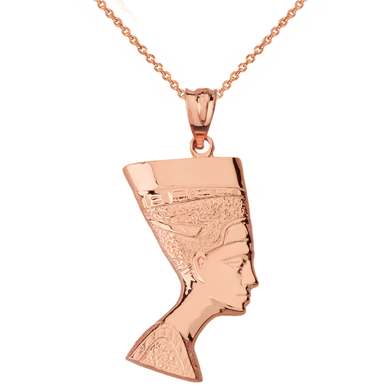 Egyptian Queen Statue Nefertiti Bust Pendant Necklace in Solid Gold, view 4