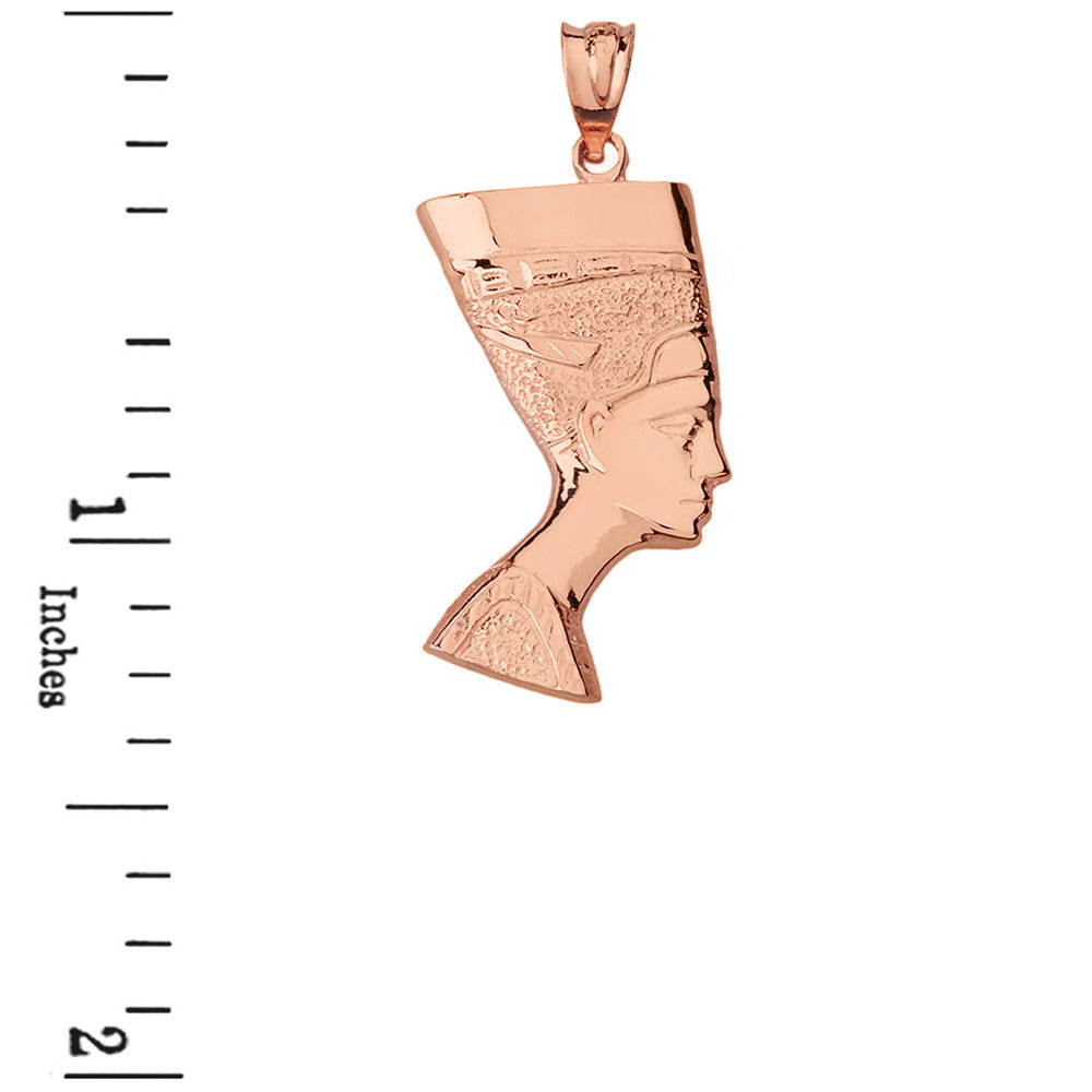 Egyptian Queen Statue Nefertiti Bust Pendant Necklace in Solid Gold, view 6
