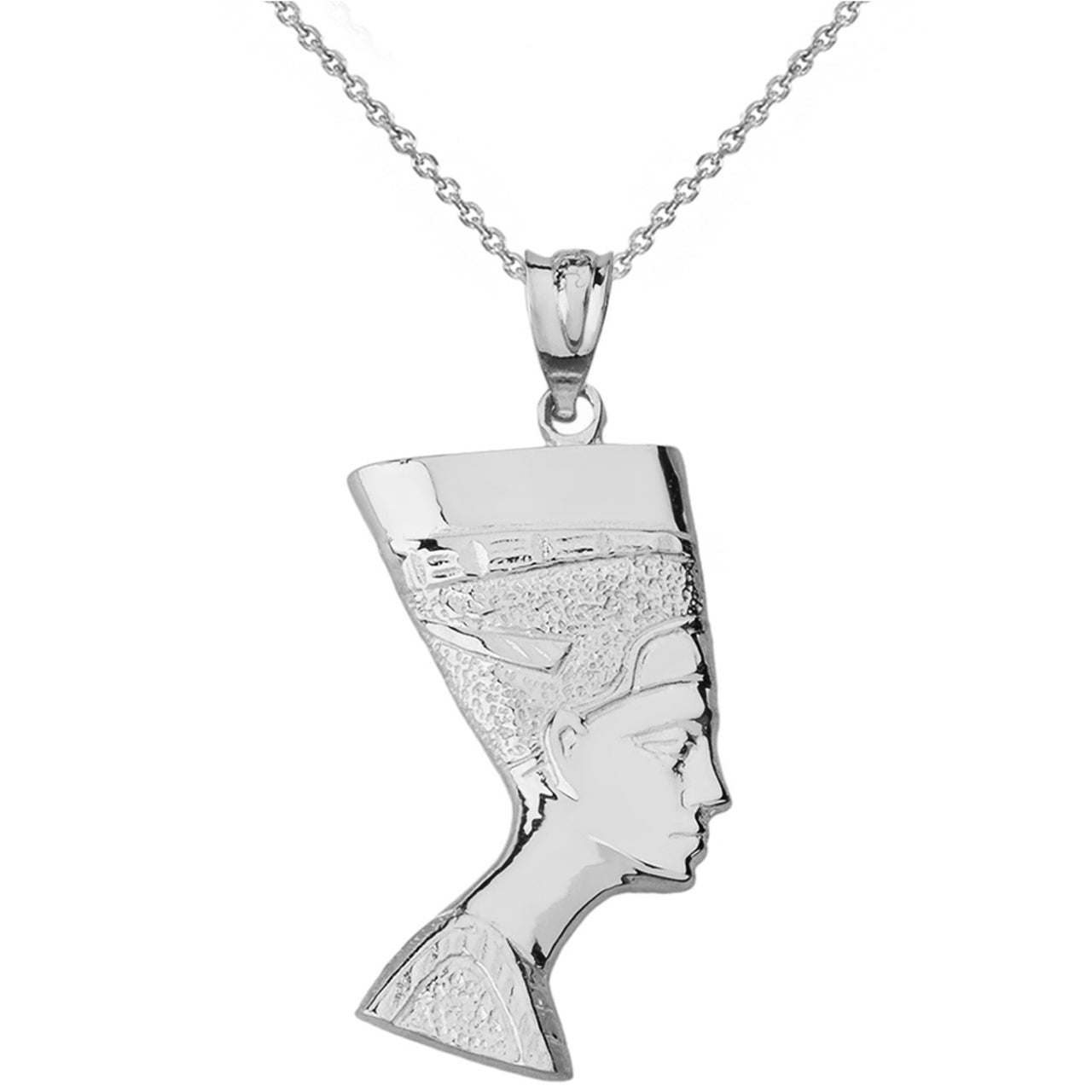 Egyptian Queen Statue Nefertiti Bust Pendant Necklace in Solid Gold, view 7