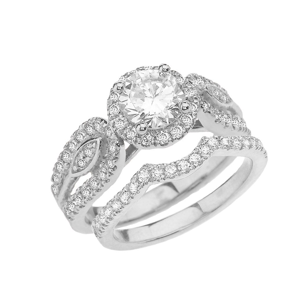 Elegant-Chic Halo Engagement Ring in White Gold