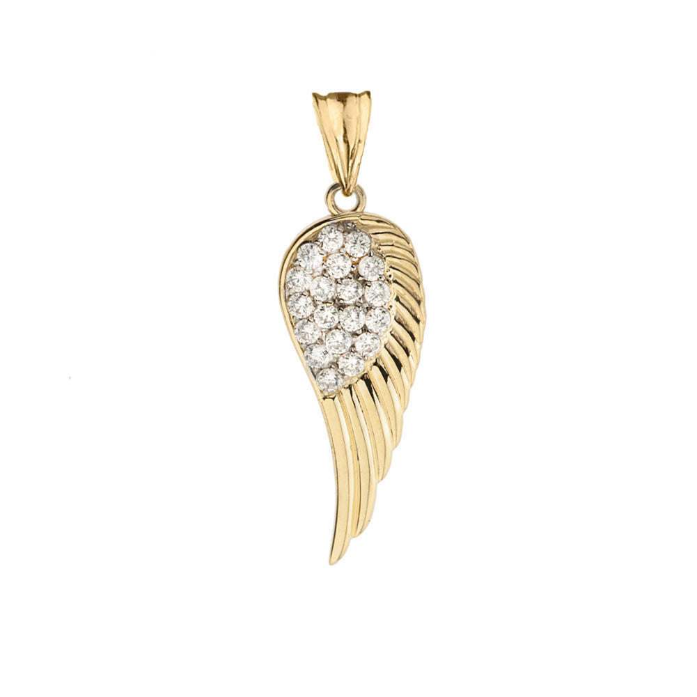 Elegant Gold Diamond Angel Wing Pendant Necklace, view 4