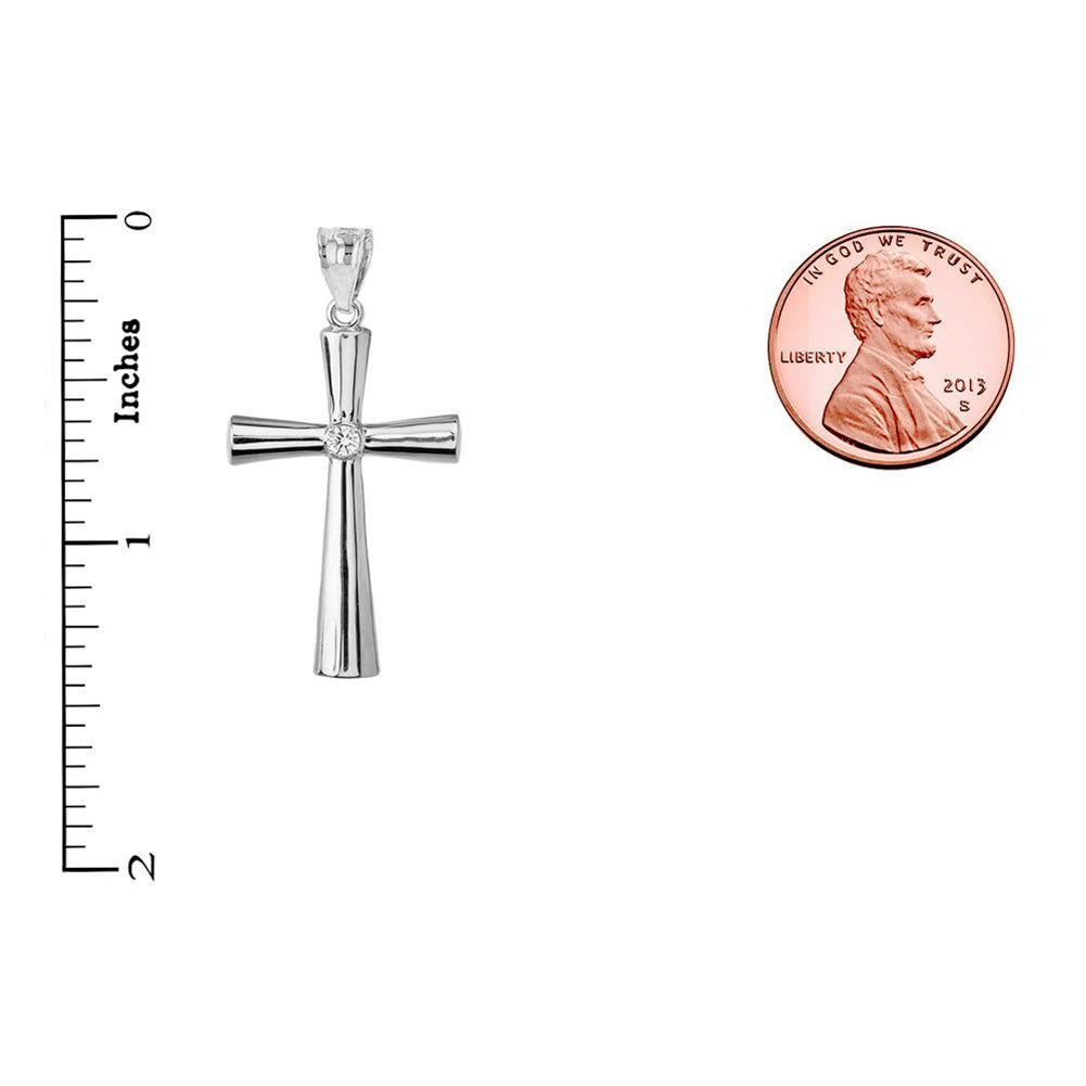 Elegant Sterling Silver Diamond Cross Pendant, view 2