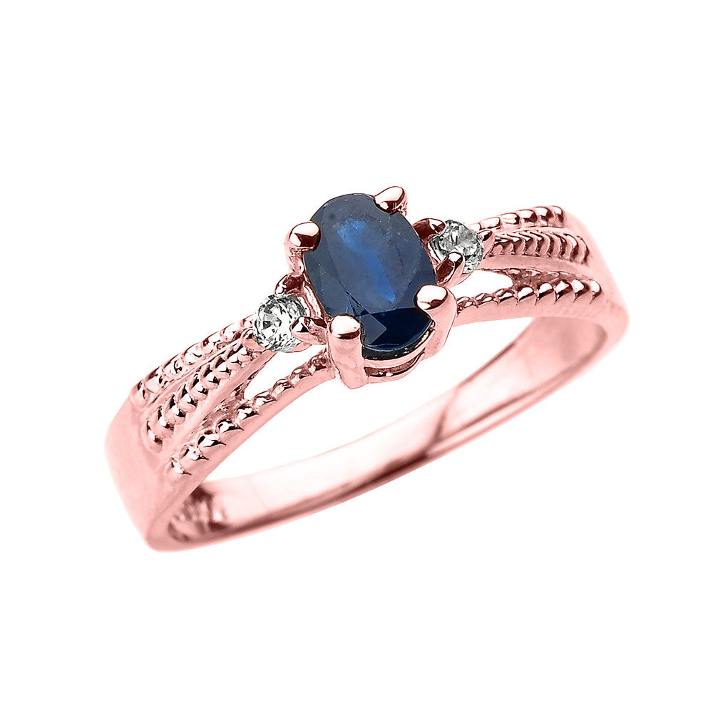 Elegant Yellow Gold Diamond and Blue Sapphire Proposal Engagement Ring, view 2