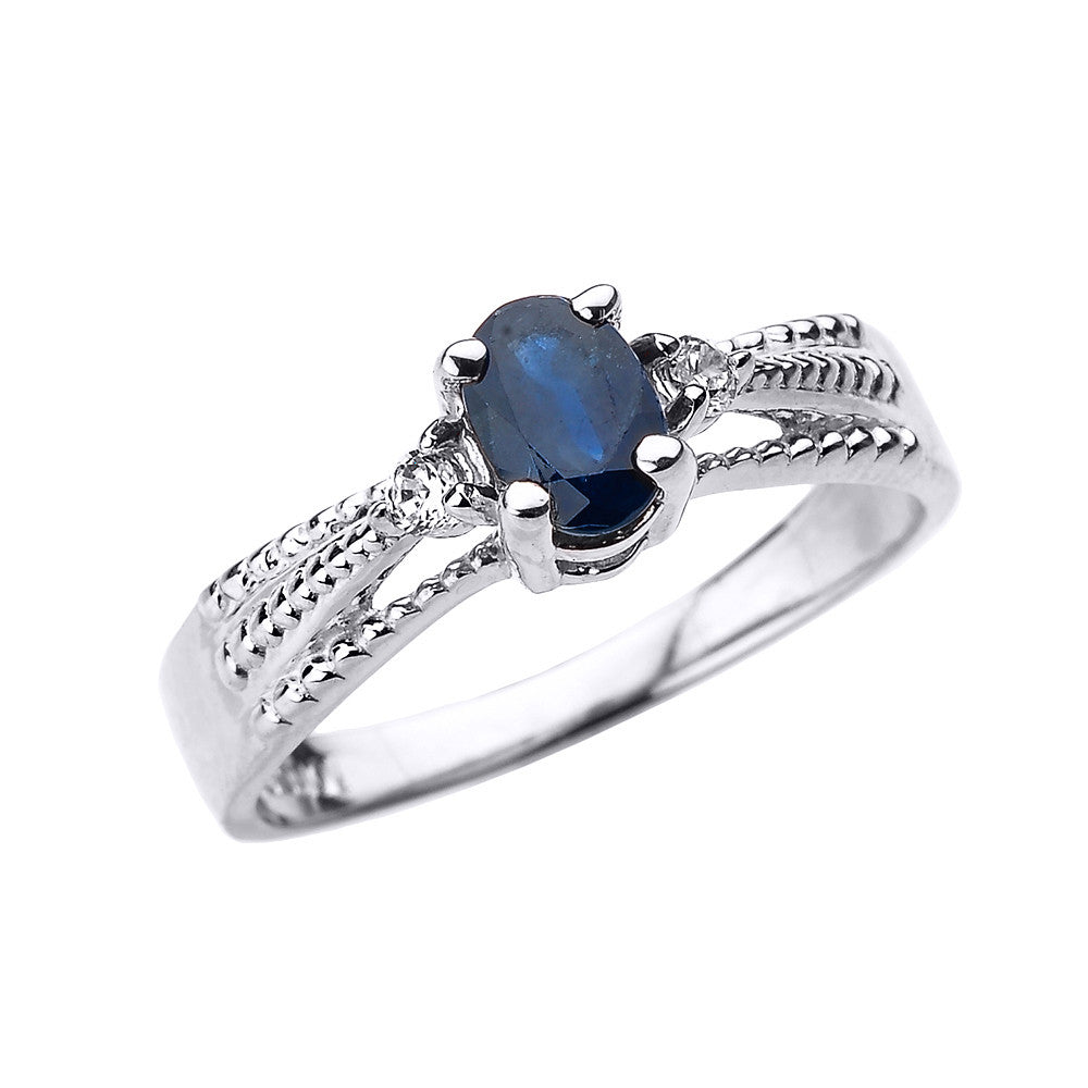 Elegant Yellow Gold Diamond and Blue Sapphire Proposal Engagement Ring, view 3