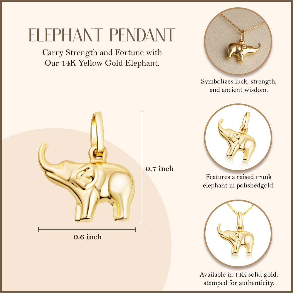 Elephant Lucky Necklace in 14K Gold, view 3