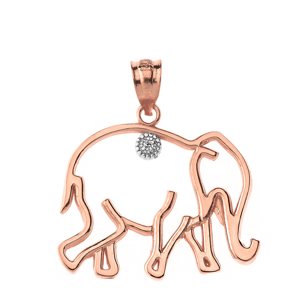 Elephant Outline Solitaire Pendant Necklace in Gold, view 5