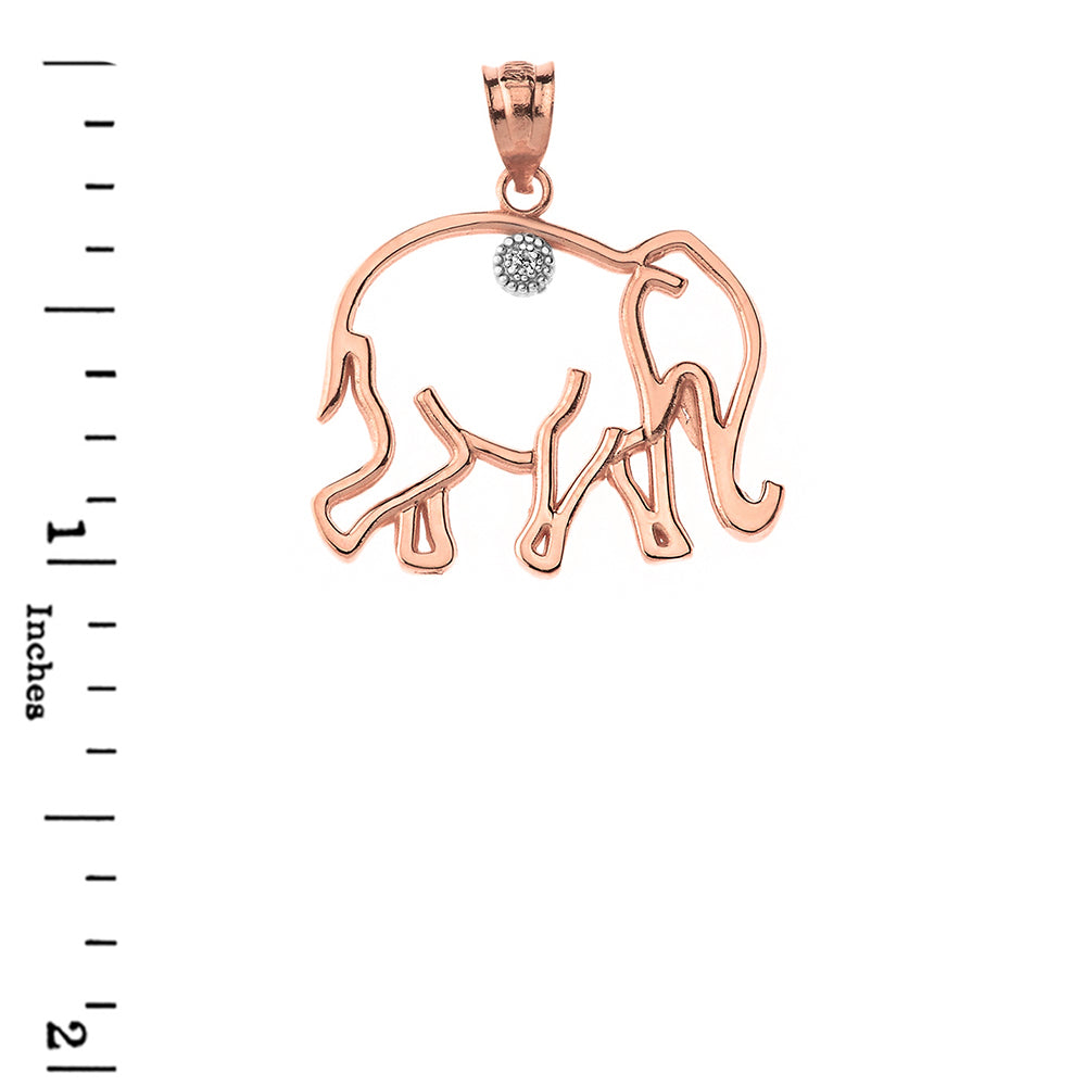 Elephant Outline Solitaire Pendant Necklace in Gold, view 6