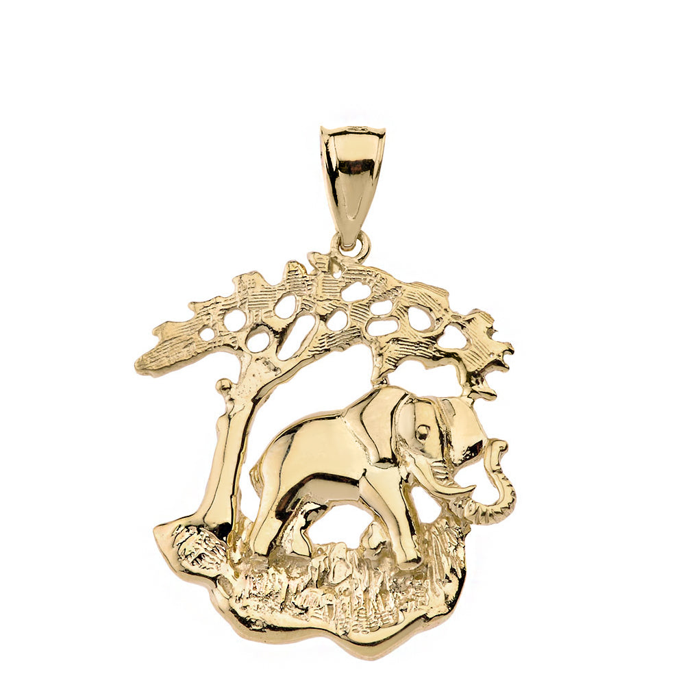 Elephant Tree of Life Pendant Necklace in Solid Gold, view 2