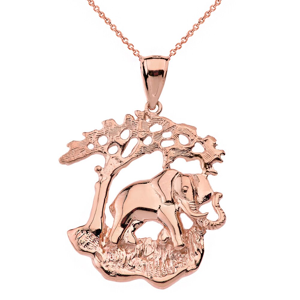 Elephant Tree of Life Pendant Necklace in Solid Gold, view 4