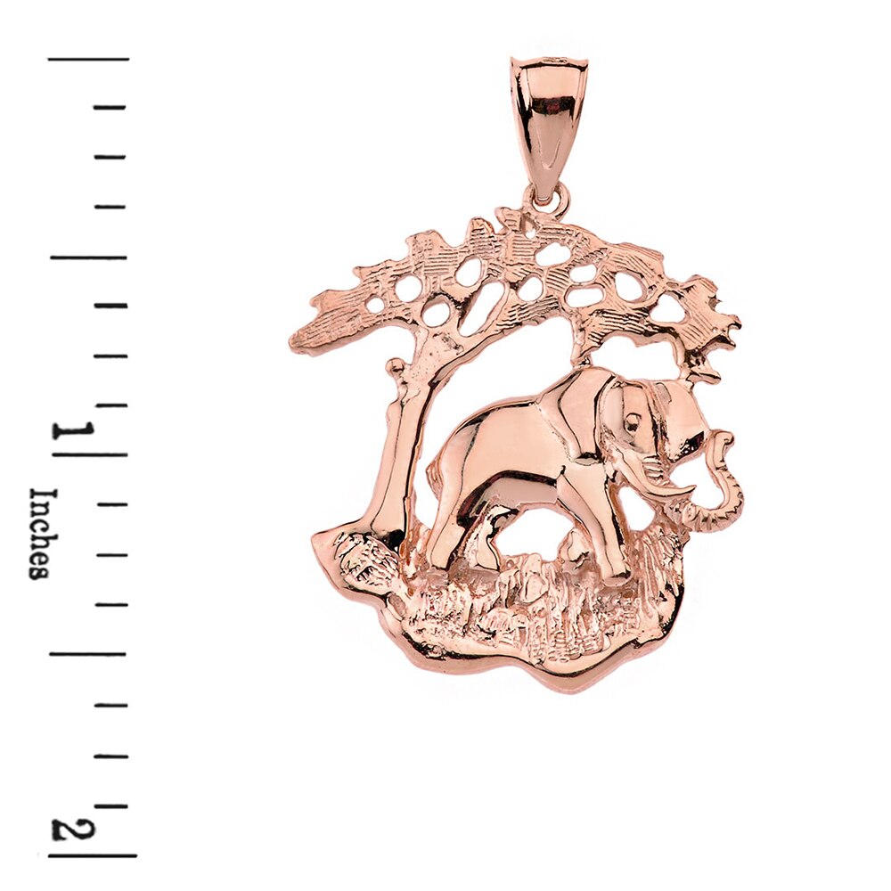 Elephant Tree of Life Pendant Necklace in Solid Gold, view 6